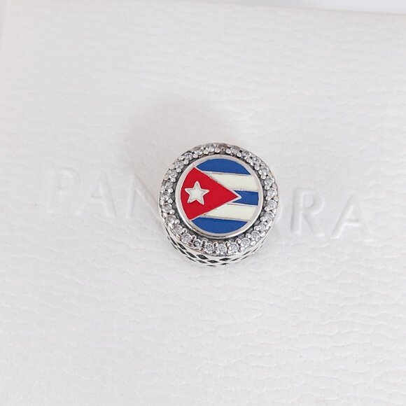 Pandora Cuba Flag Bead Charm Bracelet Pendant S925 Silver with box - Picture 3 of 7